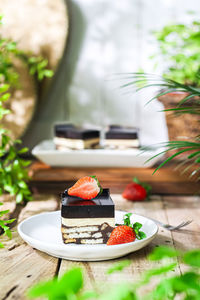 Close-up of dessert on table