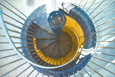 High angle view of spiral staircase