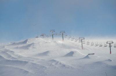 Scenic view of snow covered mountain against sky