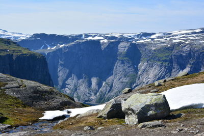 Scenic view of mountains against sky