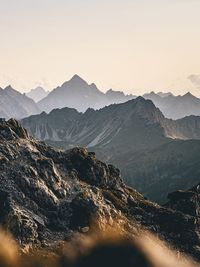 Scenic view of mountains against sky