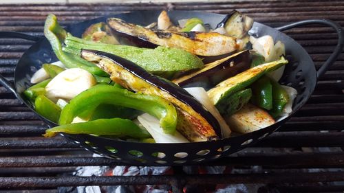 High angle view of food in plate