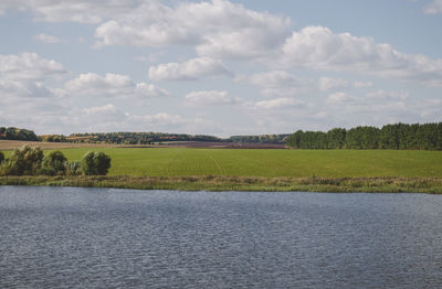 Scenic view of lake against sky
