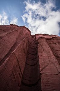 Low angle view of rock formations against sky