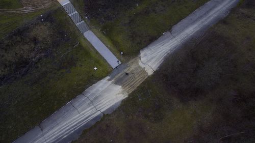 High angle view of airport runway