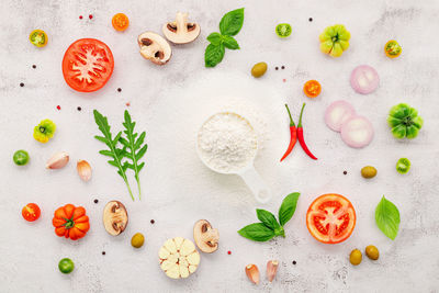 High angle view of fruits on table