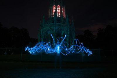 Illuminated light painting at night