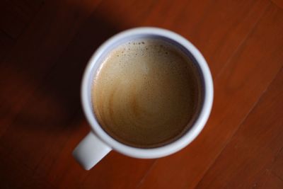 High angle view of coffee on table