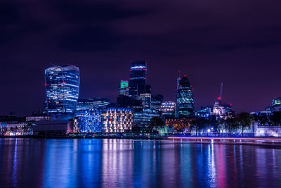 View of illuminated city against sky