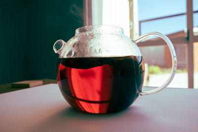 Close-up of teapot on the table