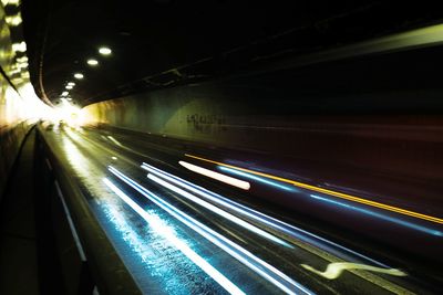 Blurred motion of train at night