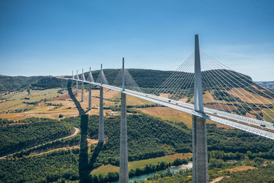 Aerial view of bridge over landscape against sky