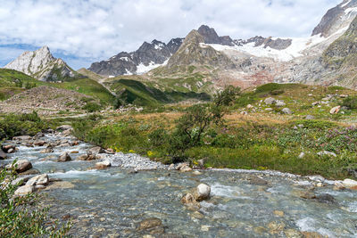 Scenic view of lake and mountains