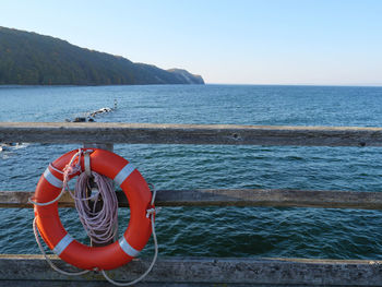 Scenic view of sea against clear sky