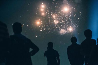 Silhouette of people at concert
