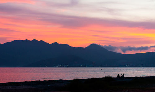 Scenic view of sea at sunset