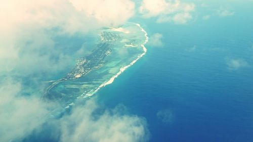 Scenic view of sea against blue sky