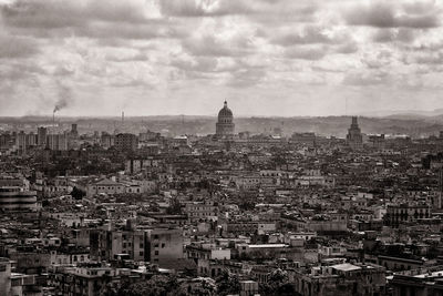 High angle view of buildings in city