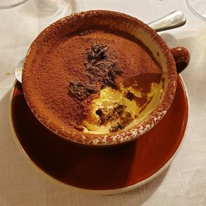 High angle view of dessert in bowl on table