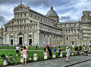 View of tourists against clear sky