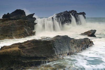 Scenic view of waterfall