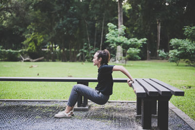 Young woman stretch her body prepare for exercise , workout