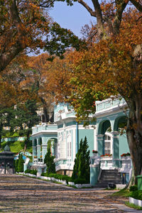 Building with trees in background