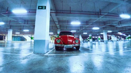 Cars in parking lot at night