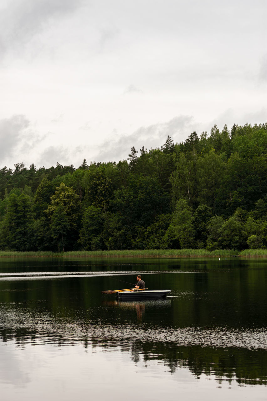 SCENIC VIEW OF LAKE BY TREES IN FOREST