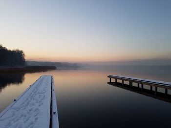 Scenic view of lake against clear sky