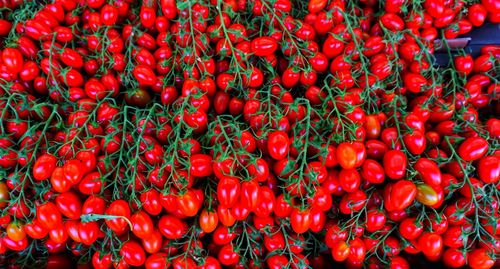 Full frame shot of red fruits for sale in market
