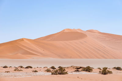 Scenic view of desert against clear sky