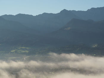 Aerial view of mountains against sky