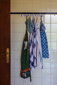 Clothes hanging on floor at home