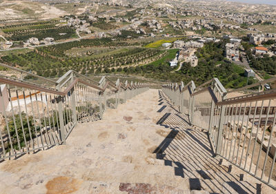 High angle view of buildings in town