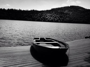 Boats in calm lake