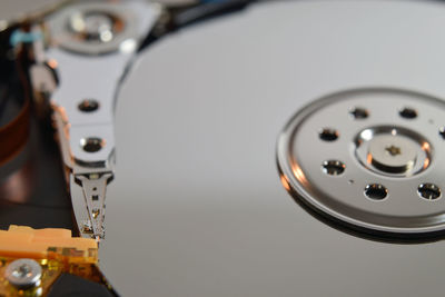 Close-up of hard drive