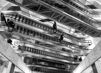 High angle view of escalator in building