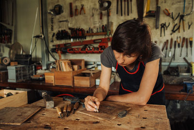 Woman working on table