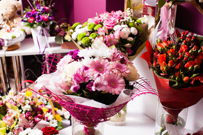 Close-up of flowers on table