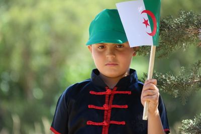 Portrait of boy wearing hat