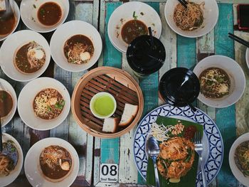 High angle view of food on table