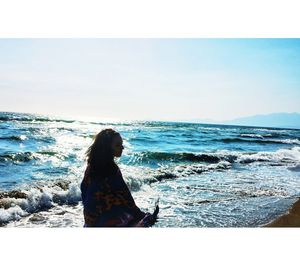 Scenic view of sea against clear sky