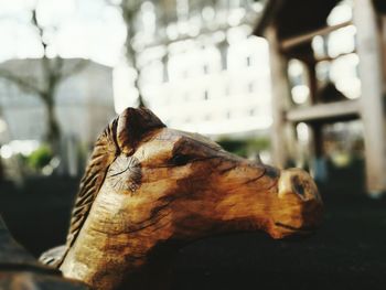 Close-up of horse statue