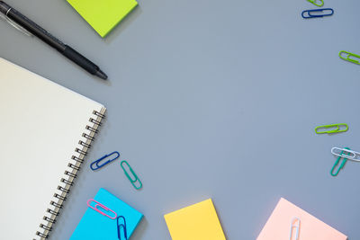 High angle view of pen on table
