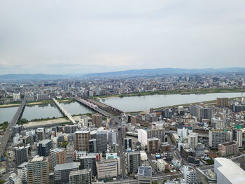 High angle view of cityscape against sky