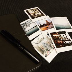 High angle view of table