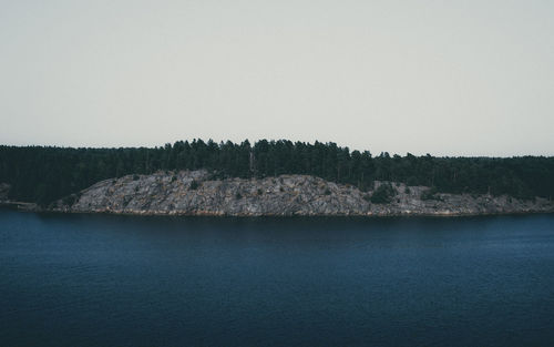 Scenic view of lake against clear sky