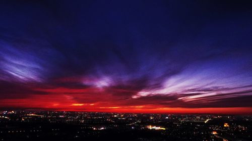 City lit up at sunset