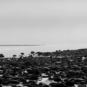 Scenic view of sea against clear sky